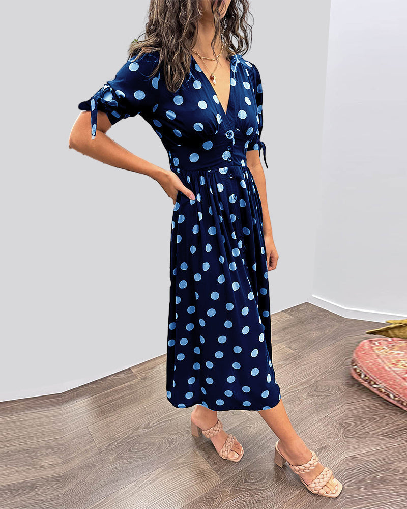 Monique™ | Elegantiška Suknelė Su Taškeliais