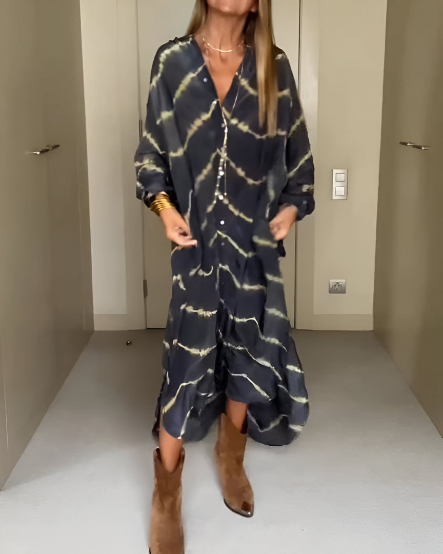 Julia™ | Maxi Bohème Suknelė su Juostelėmis