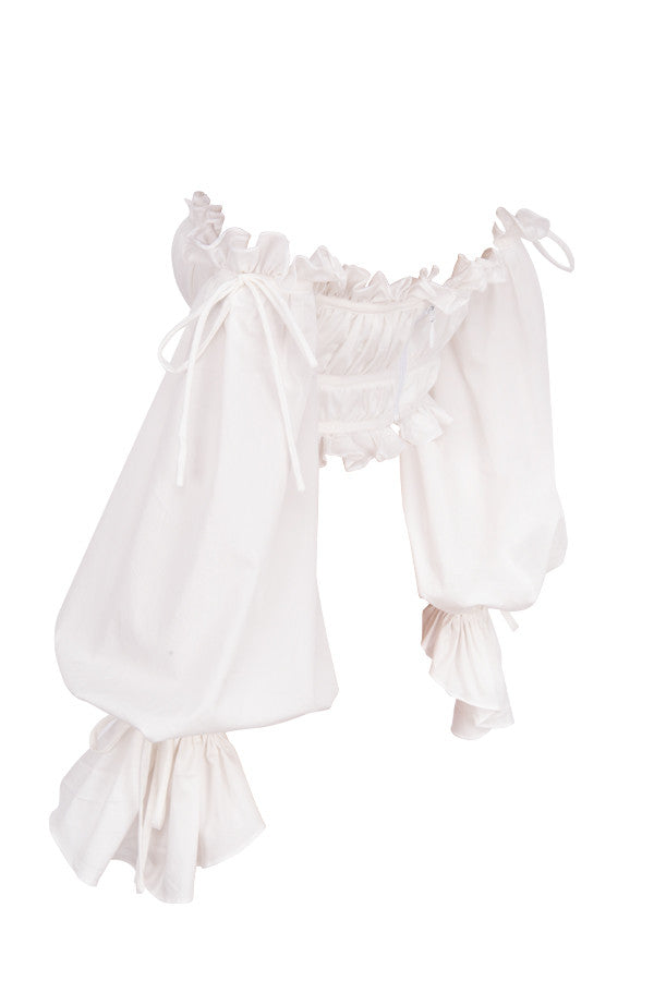 Oficialus Off-Shoulder Top su Žaismingais Volanais