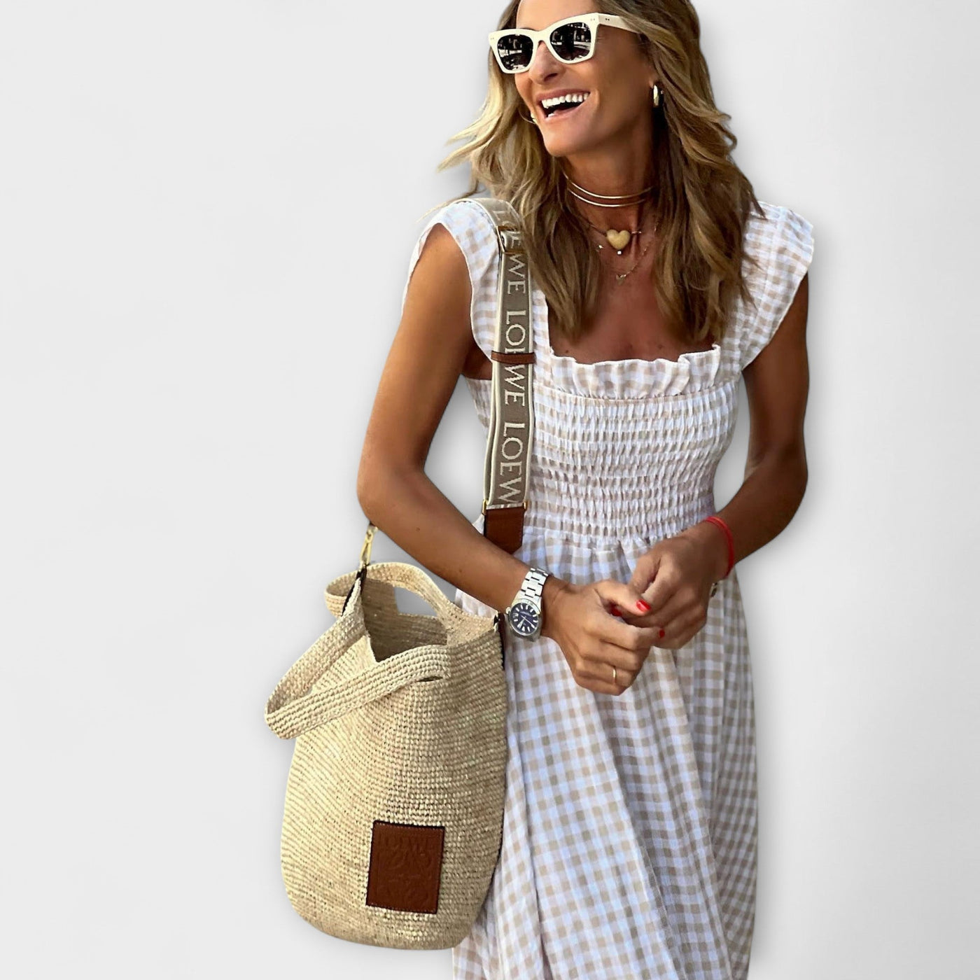 Maksimalus švarkas su langeliais ir pūstomis rankovėmis