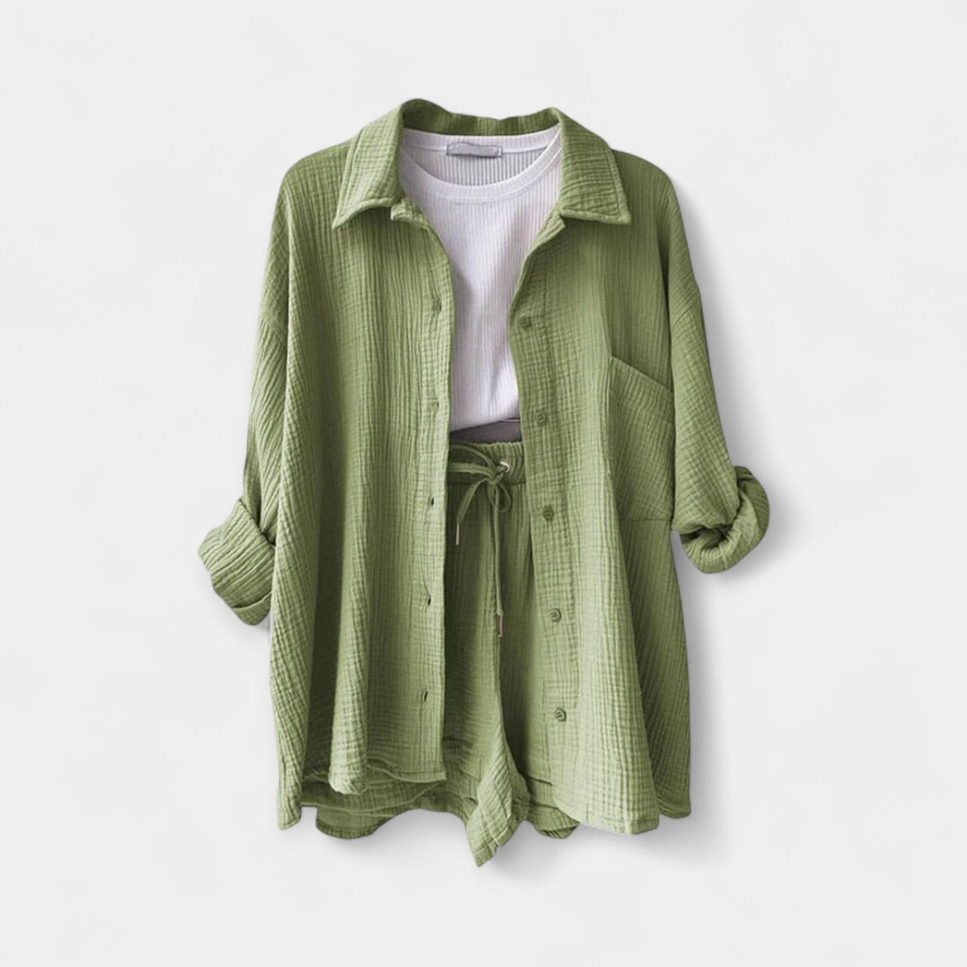 Dvispalvis Vasaros Komplektas Topas ir Šortai