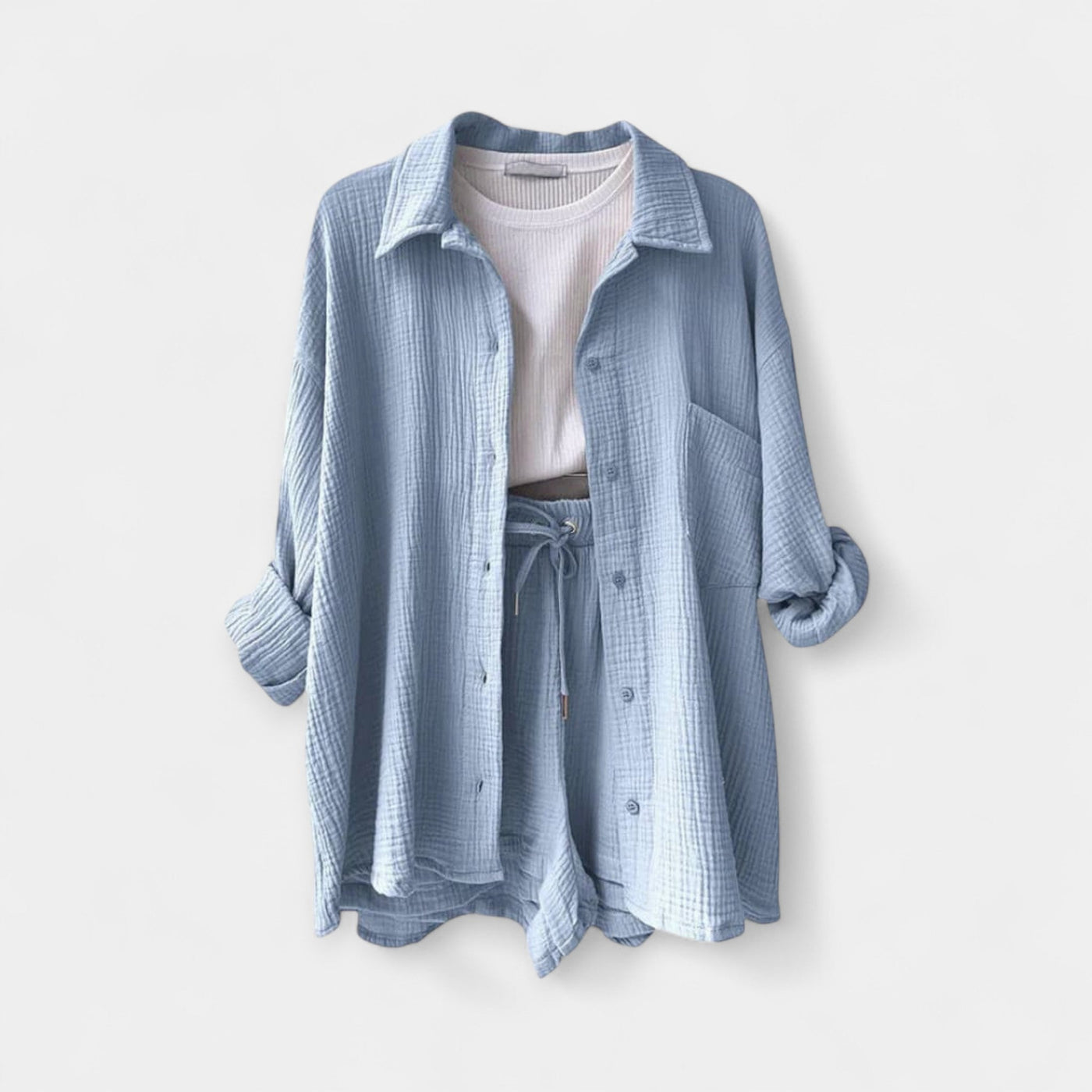 Dvispalvis Vasaros Komplektas Topas ir Šortai