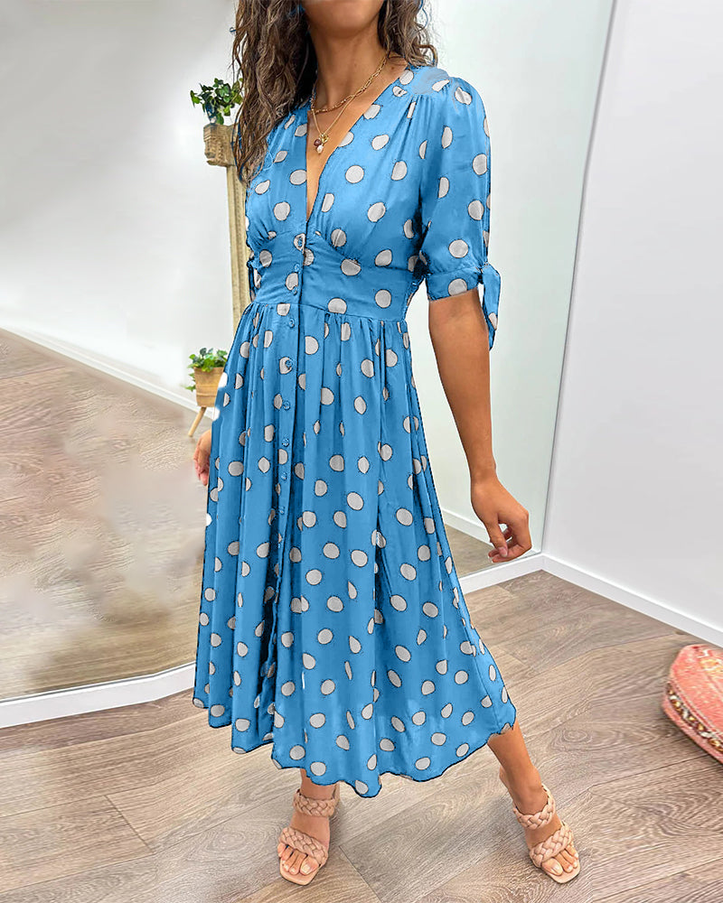 Monique™ | Elegantiška Suknelė Su Taškeliais