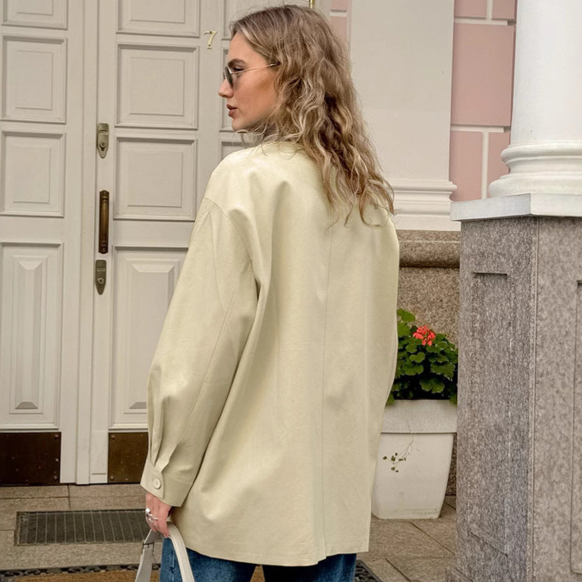 Polo apykaklė atsitiktinė striukė iš kontrastingos medvilnės