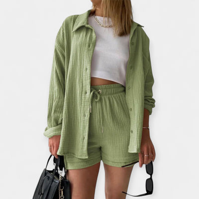 Dvispalvis Vasaros Komplektas Topas ir Šortai