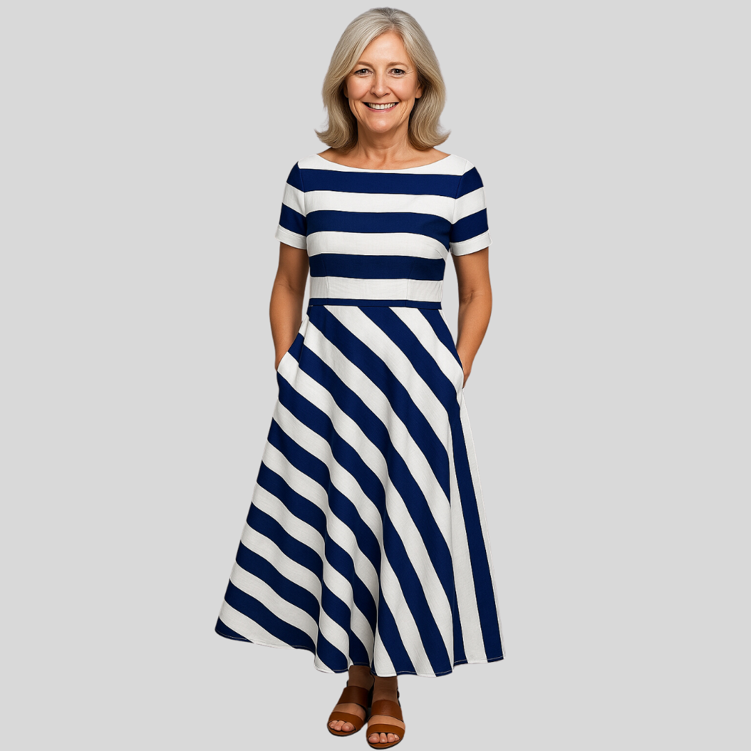 Aliyah | Rankų darbo dryžuota ilga suknelė