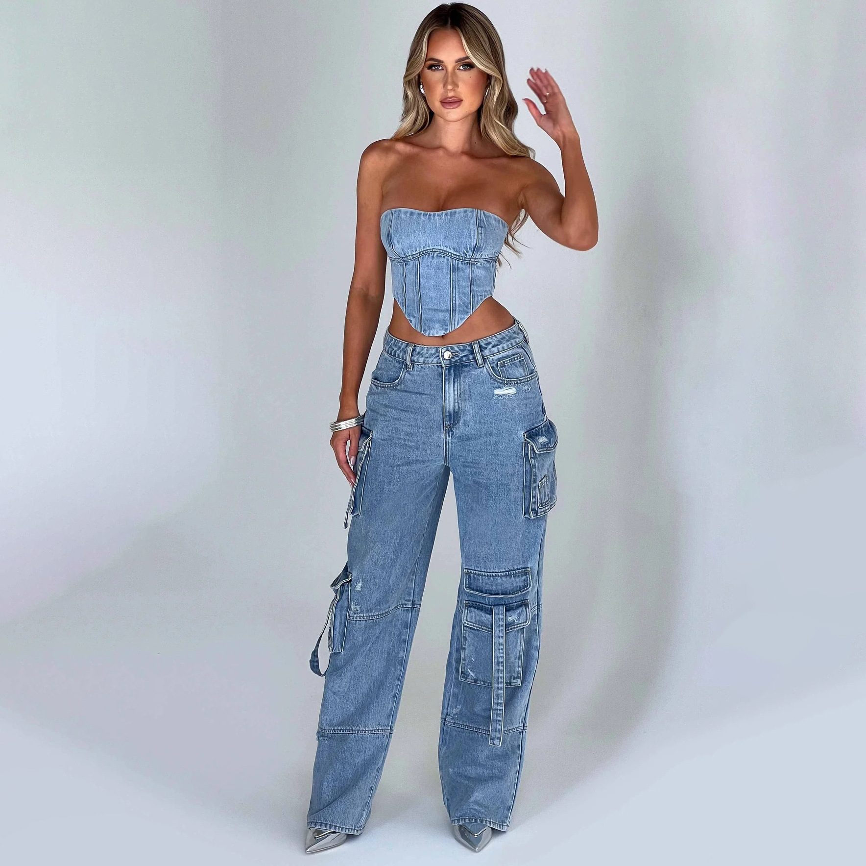 Cargo Chic kombinezonas | Be petnešėlių, korseto stiliaus