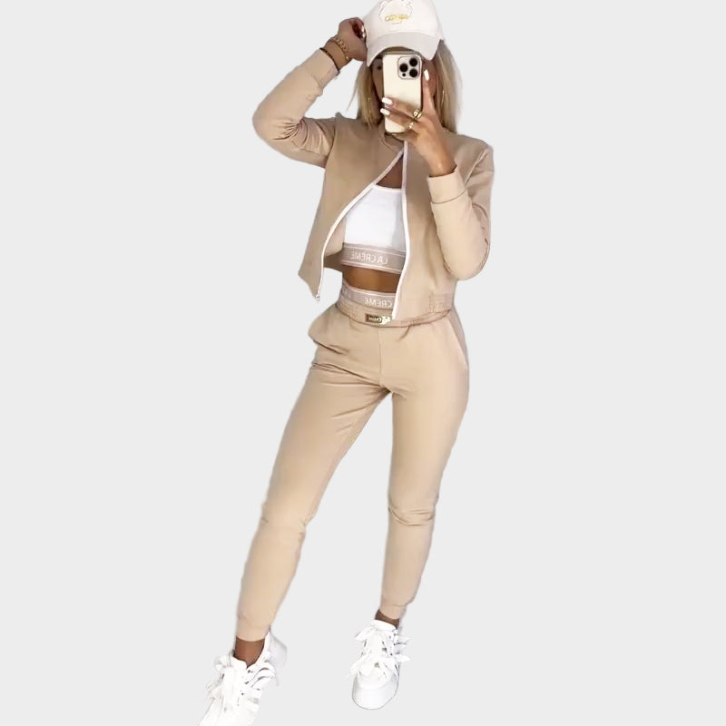 Moteriškas Sportinis Komplektas 3 Dalių su Užtrauktuku ir Patogiu Pritaikymu