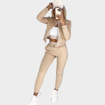 Moteriškas Sportinis Komplektas 3 Dalių su Užtrauktuku ir Patogiu Pritaikymu