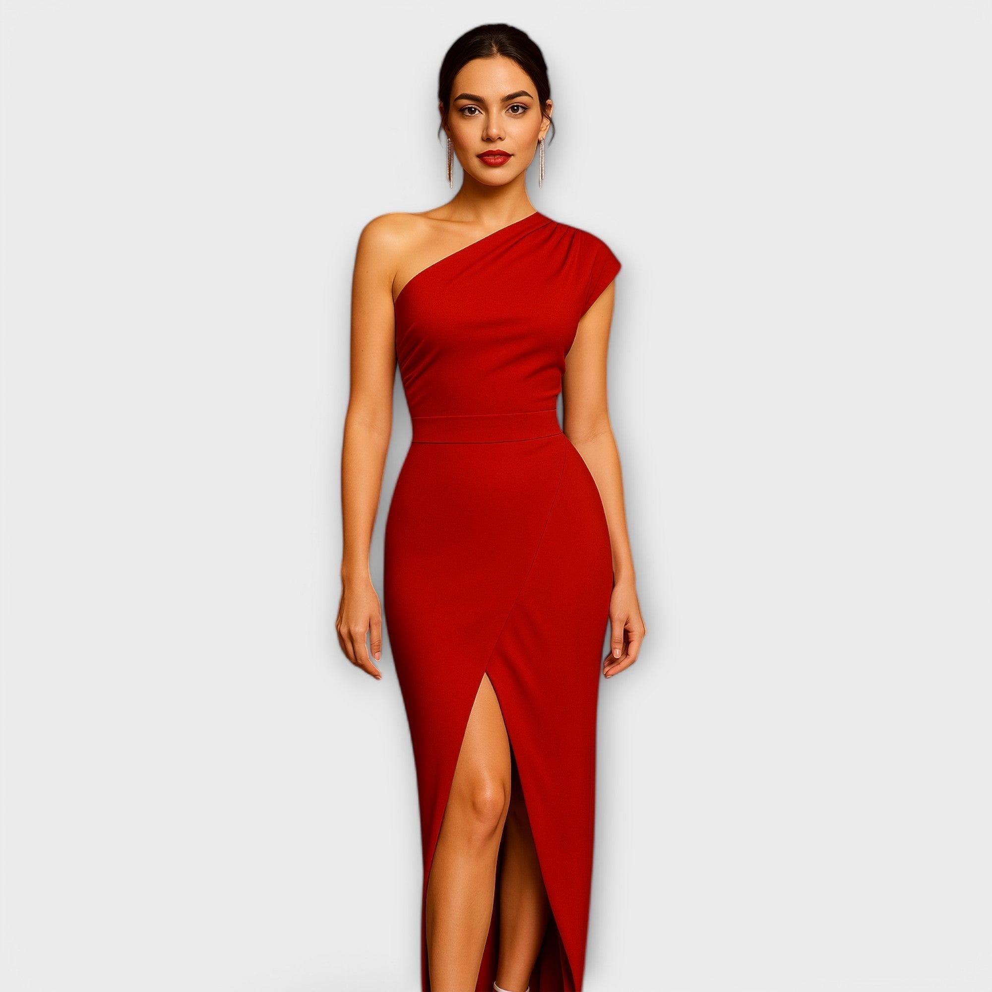 Elegantiška asimetrinė vakarinė suknelė