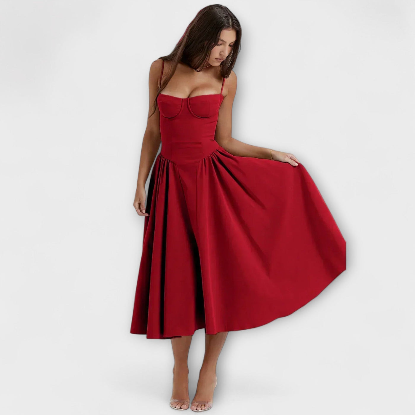 Rosalie - Elegantiška be rankovių suknelė