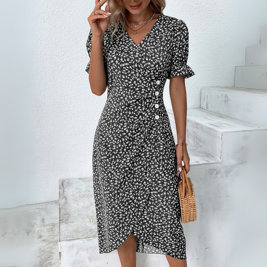 Helena | Elegantiška midi suknelė su gėlių raštu