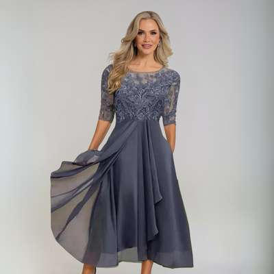 Tereza | Elegantiška nėriniuota suknelė