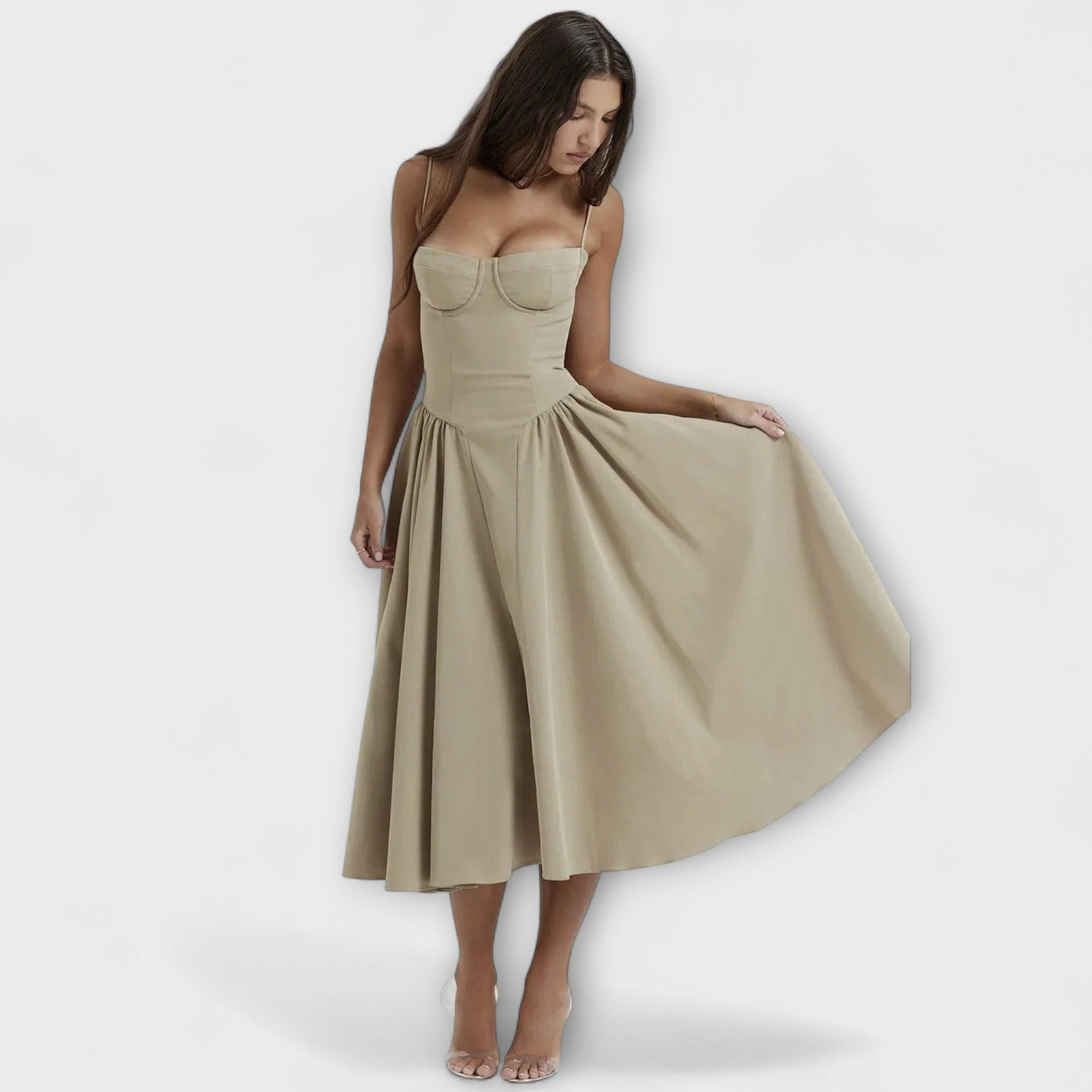 Rosalie - Elegantiška be rankovių suknelė