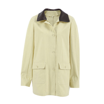 Polo apykaklė atsitiktinė striukė iš kontrastingos medvilnės