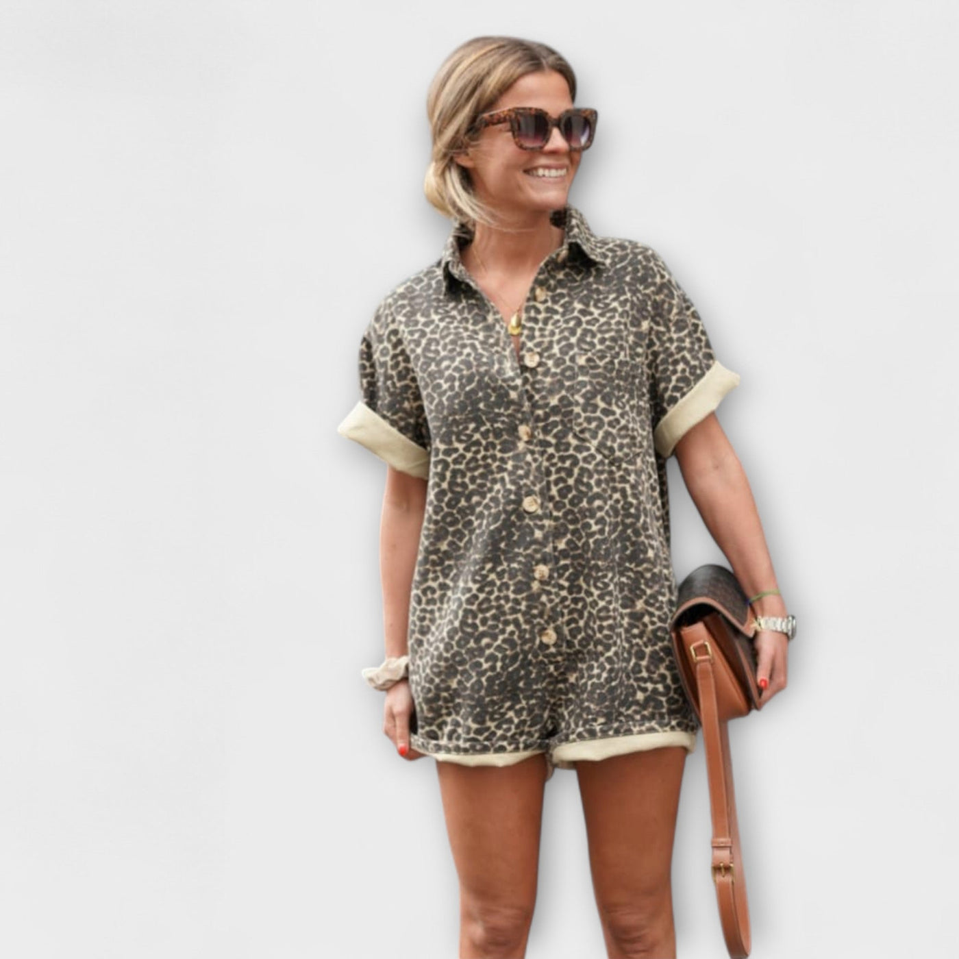 Nonette - Marškininė jumpsuit su leopardų raštu