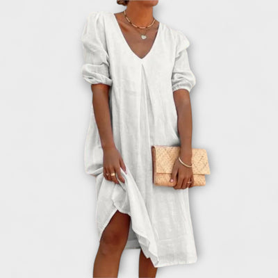 Fanny - Elegantiška vasarinė suknelė su nėrinių detalėmis