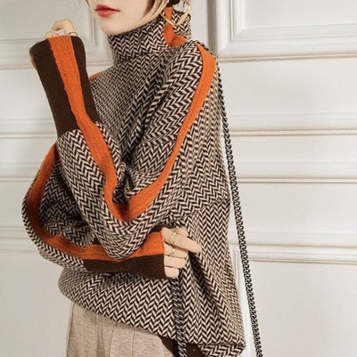 Aldona | Megztinis su kontrastingais raštais