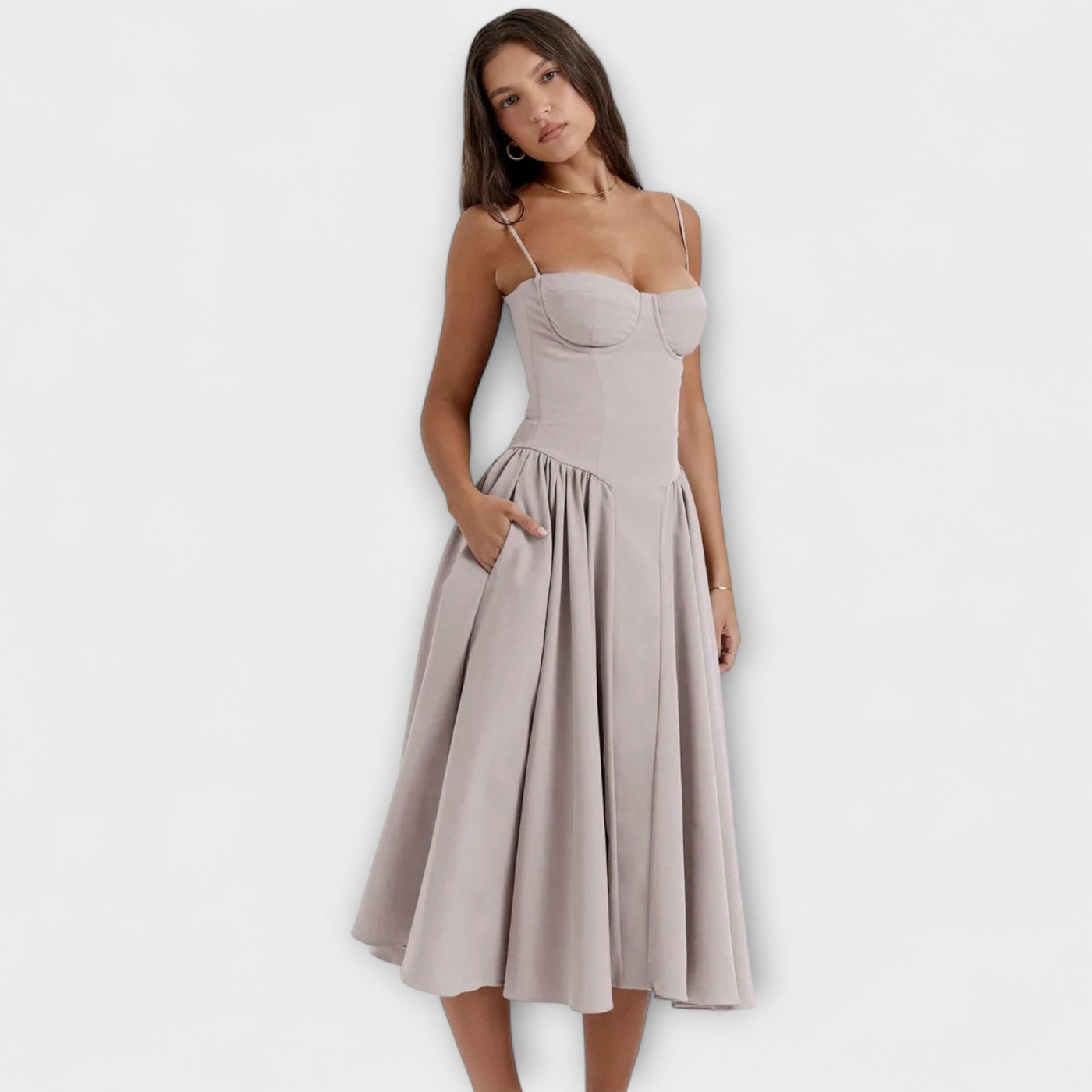 Rosalie - Elegantiška be rankovių suknelė