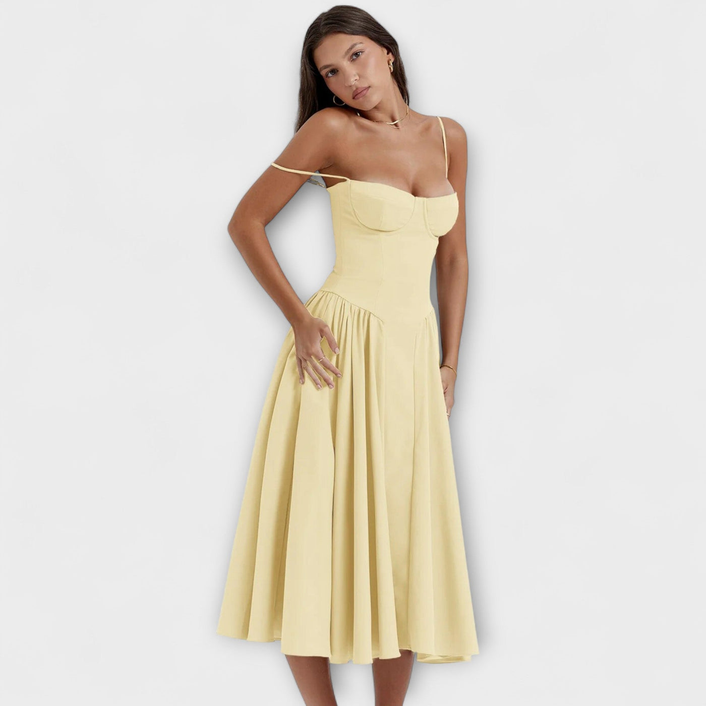 Rosalie - Elegantiška be rankovių suknelė