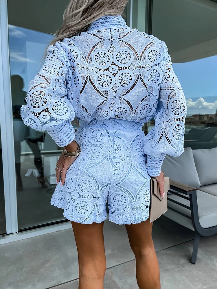 Eternali Apranga | Nėriniuota Bluzonė, Elegantiški Kelnės