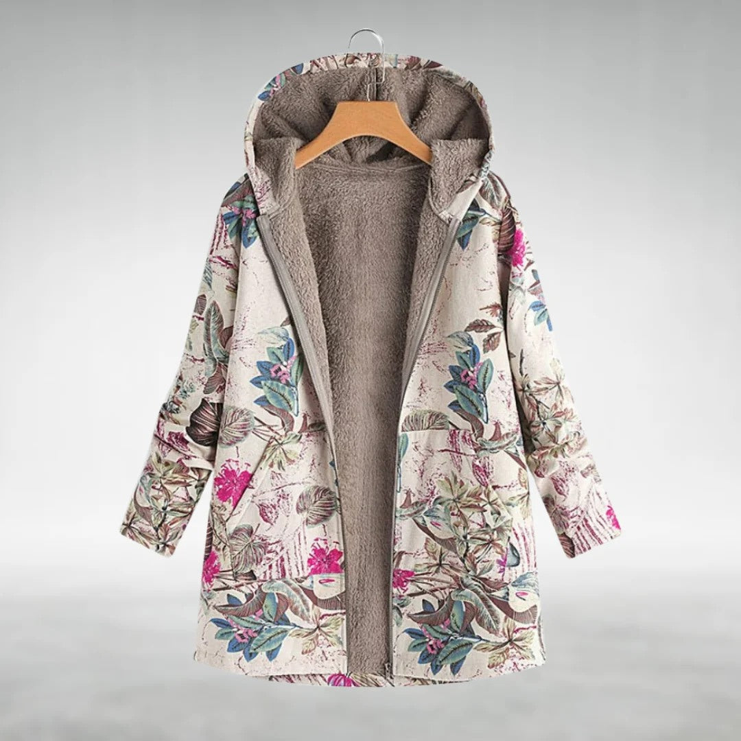 Fleural – Elegantiška Fleece Striukė su Gėlėtu Raštu