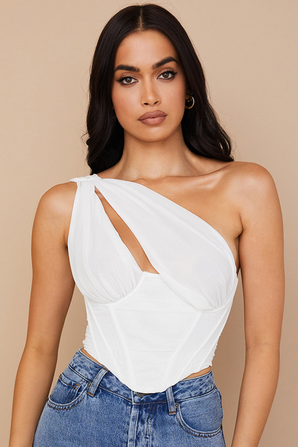 Asimetrinė T-shirt | Tinklinio detalė