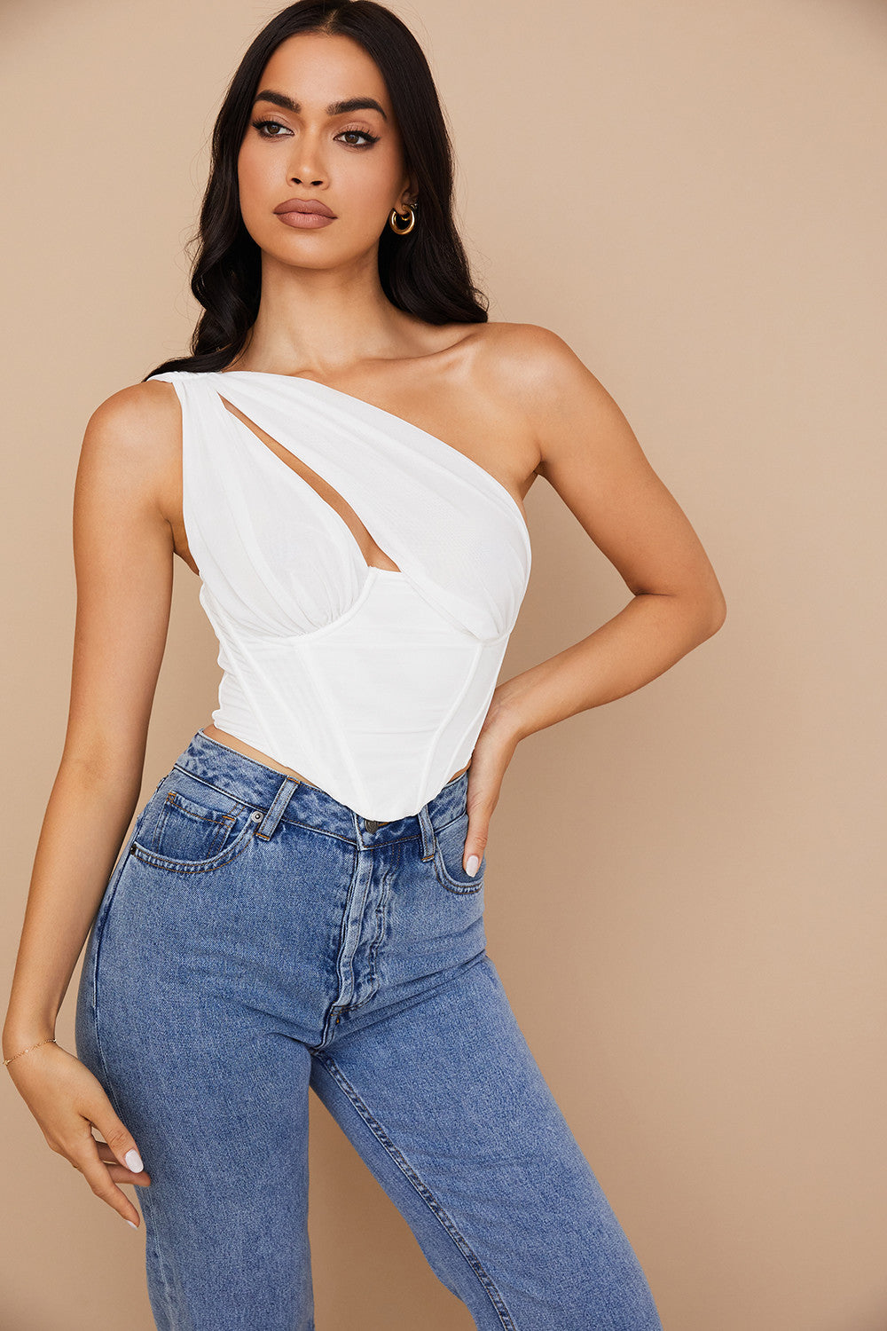 Asimetrinė T-shirt | Tinklinio detalė