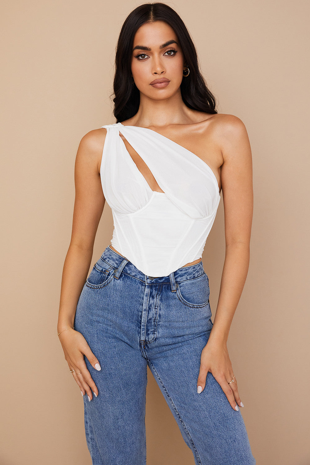 Asimetrinė T-shirt | Tinklinio detalė