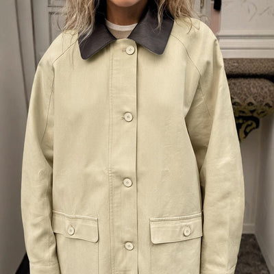 Polo apykaklė atsitiktinė striukė iš kontrastingos medvilnės