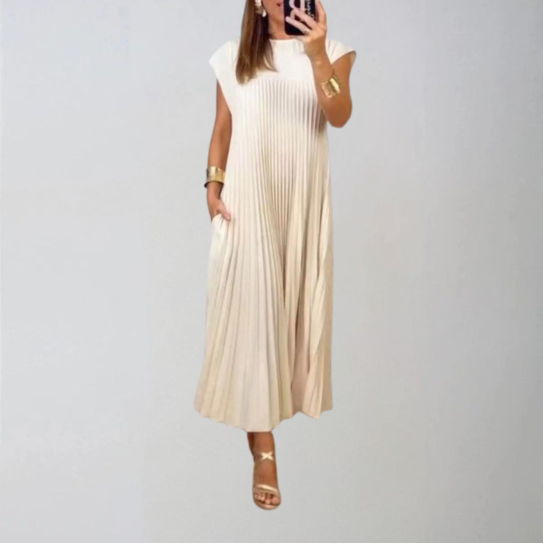 Amelia | Be rankovių plisuota suknelė