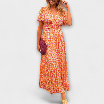 Elsie - Klasikinė Suknelė su V Formos Iškirpte