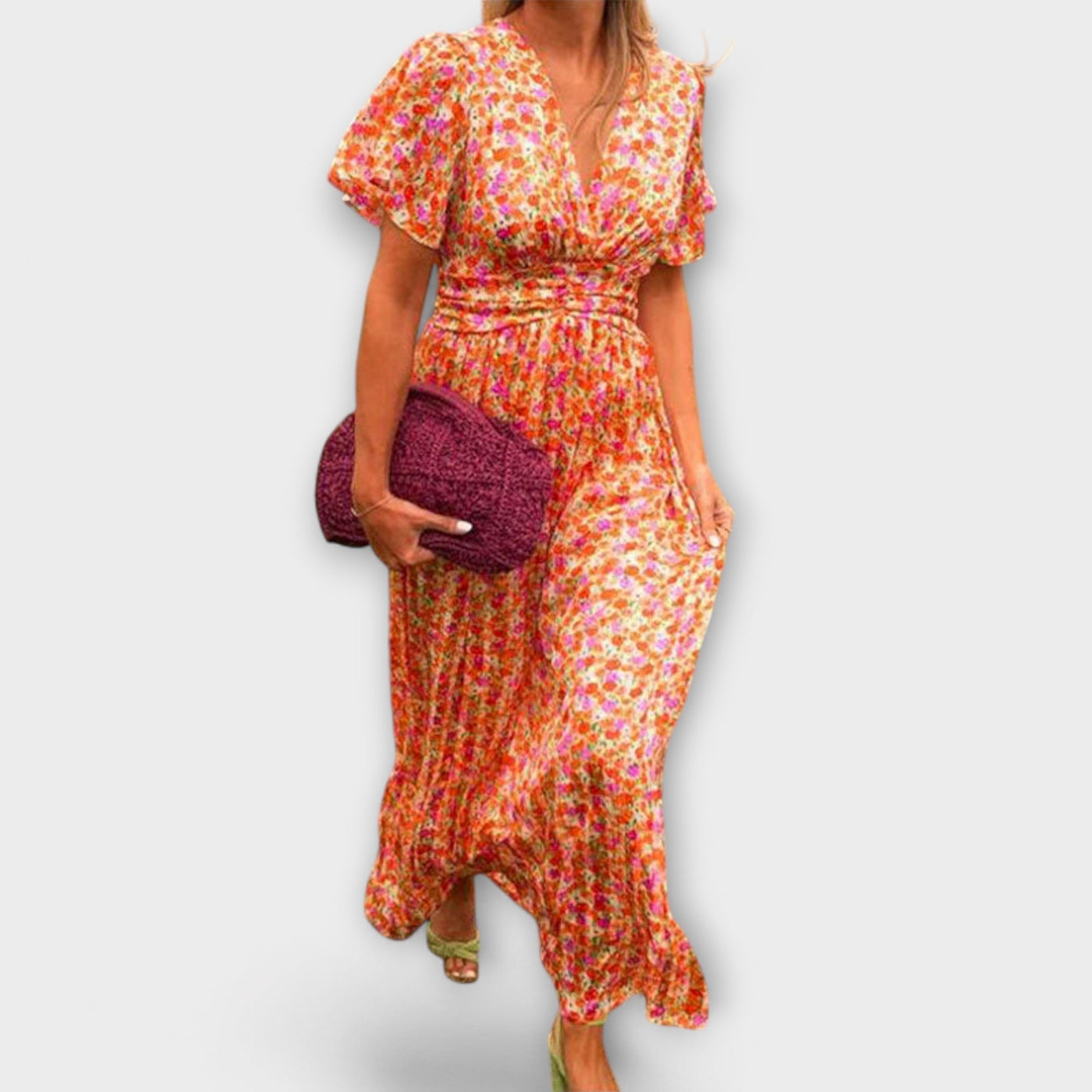 Elsie - Klasikinė Suknelė su V Formos Iškirpte