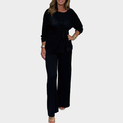 Moteriškas Minkštas 2 Dalių Komplektas su Ilgomis Rankovėmis ir Patogia Forma