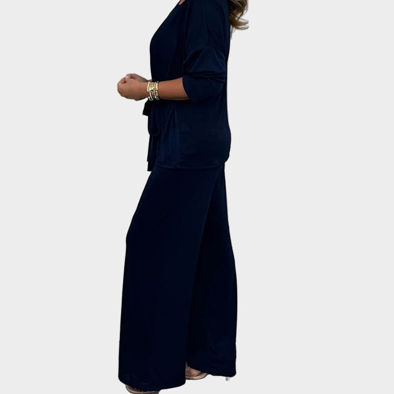 Moteriškas Minkštas 2 Dalių Komplektas su Ilgomis Rankovėmis ir Patogia Forma